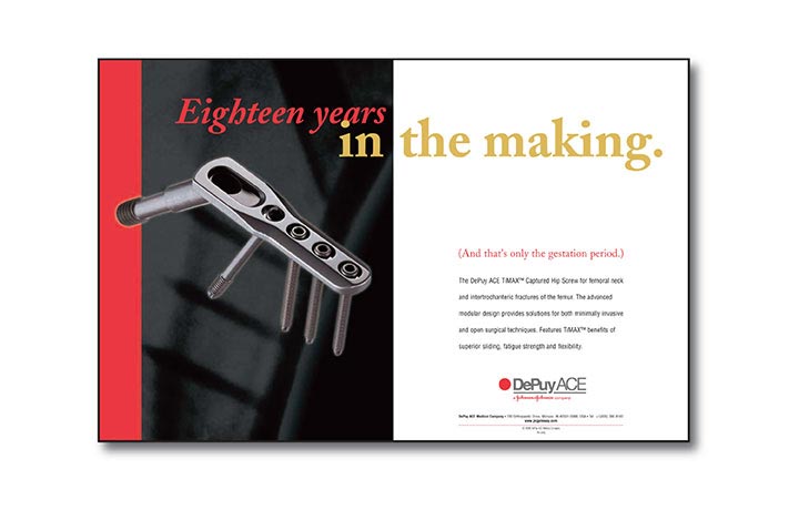 Jeffrey Alec Ad for DePuy Ace 18 years in the making