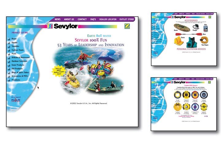 Sevylor Watersports Accessories Website Design and Product Packaging Design